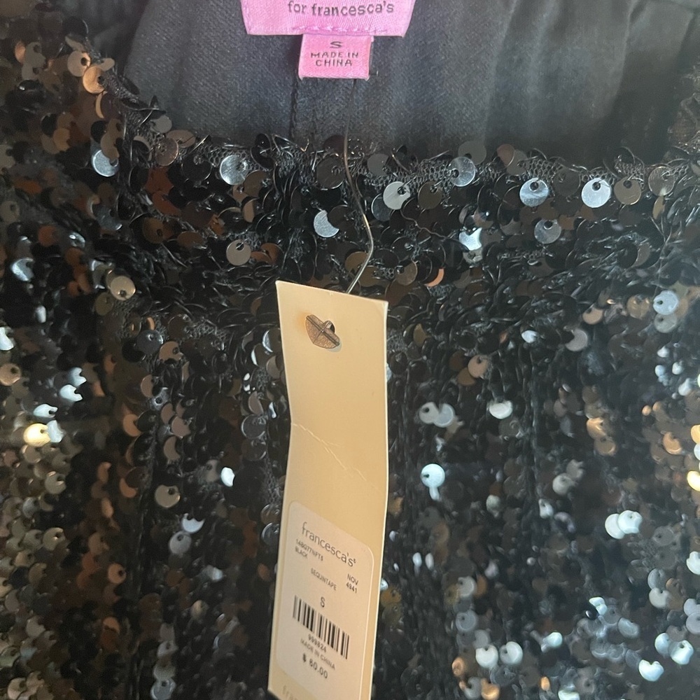Francesca's Miami Collections Black Sequin pants size small new with tags - Picture 5 of 6